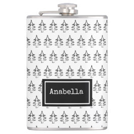 Zwarte Kerstboom gepersonaliseerd Heupfles