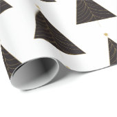 Zwarte kerstboom, Gold "String of Lights" Cadeaupapier (Rol Hoek)