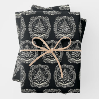 Zwarte kerstboom  inpakpapier vel