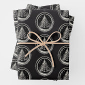 Zwarte kerstboom  inpakpapier vel (In situ)