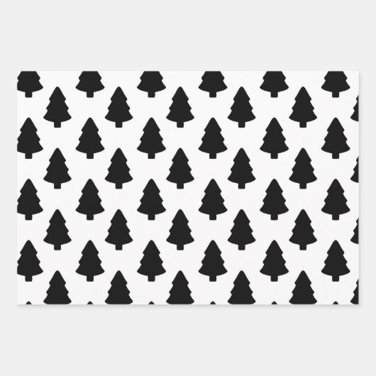 Zwarte kerstboom inpakpapier vel (Voorkant 3)