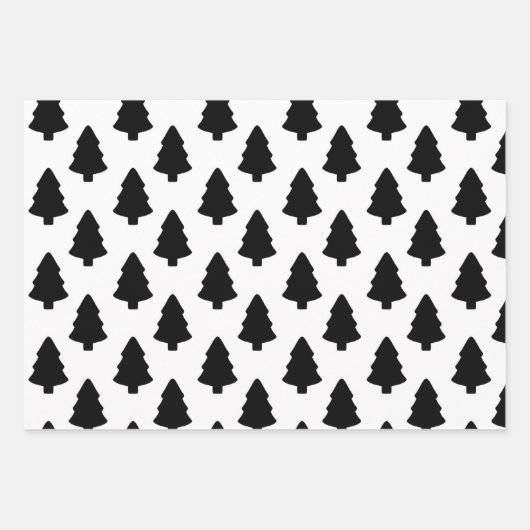 Zwarte kerstboom inpakpapier vel (Voorkant 2)