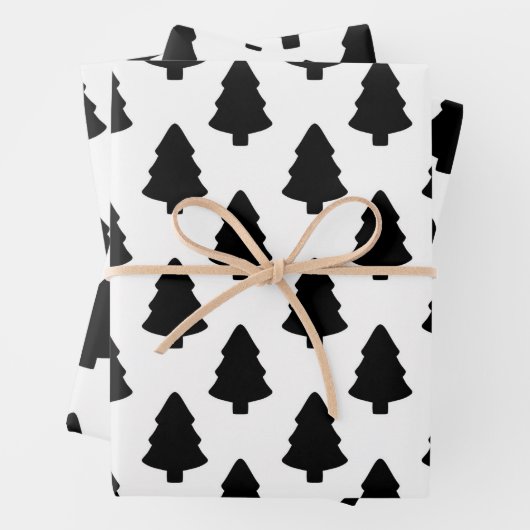 Zwarte kerstboom inpakpapier vel (In situ)