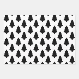 Zwarte kerstboom inpakpapier vel