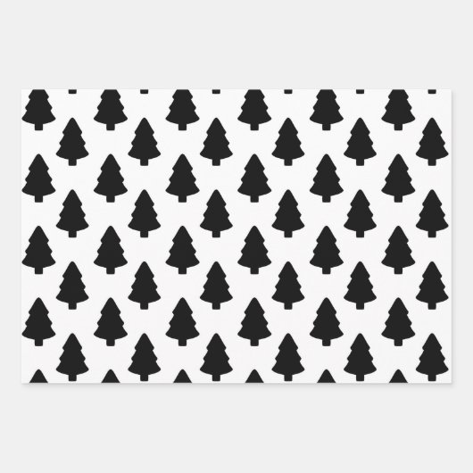 Zwarte kerstboom inpakpapier vel (Voorkant)