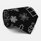 Zwarte kerstboom, kerstmuts, cadeaus, hulst stropdas (Opgerold)