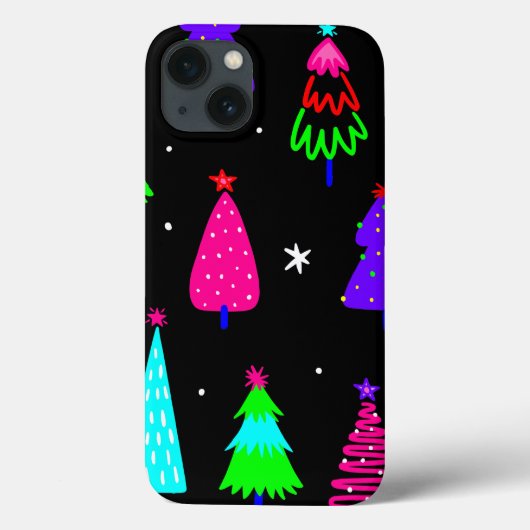 zwarte kerstboom kleurrijke pop kunst Case-Mate iPhone case (Achterkant)