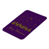 Zwarte kerstboom, maan, sterren op paars magneet (Linkerzijde)