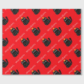 Zwarte kerstboom met cartoon cadeaupapier (Vlak)