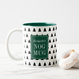 Zwarte kerstboom met patroon gepersonaliseerd tweekleurige koffiemok