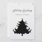 Zwarte Kerstboom Minimalistisch Feestdagenkaart (Voorkant)