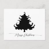 Zwarte Kerstboom Minimalistisch Feestdagenkaart (Voorkant)