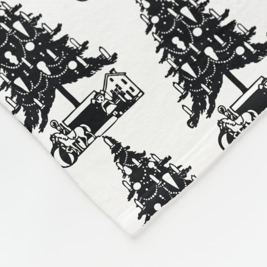  zwarte kerstboom, monogrammen fleece deken (Hoek)