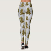 Zwarte kerstboom op abstract papier leggings (Achterkant)