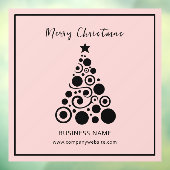 Zwarte kerstboom op roze kantoor raamsticker (Vel 3)