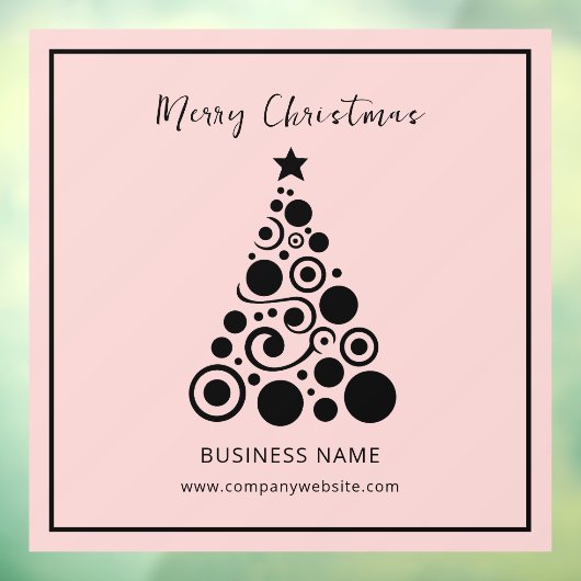 Zwarte kerstboom op roze kantoor raamsticker (Vel 3)