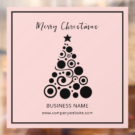 Zwarte Kerstboom op Roze Kantoor Raamsticker