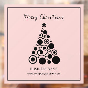 Zwarte Kerstboom op Roze Kantoor Raamsticker