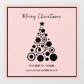 Zwarte kerstboom op roze kantoor raamsticker (Vel)