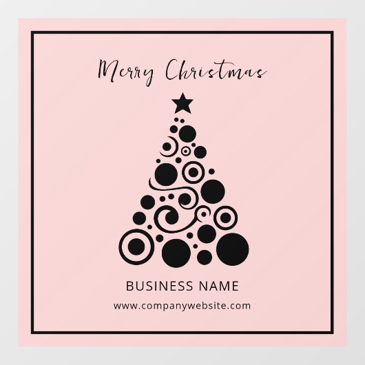 Zwarte kerstboom op roze kantoor raamsticker (Vel)