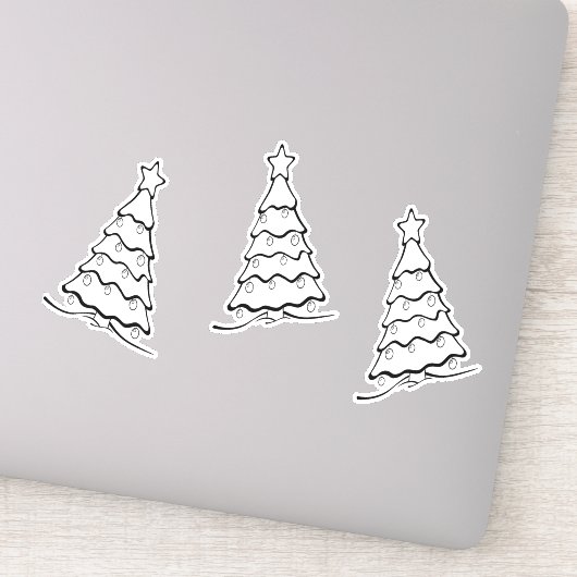 Zwarte kerstboom op sticker (Detail)