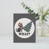 Zwarte kerstboom — Santa Hat Funny What Cute Briefkaart (Staand voorkant)