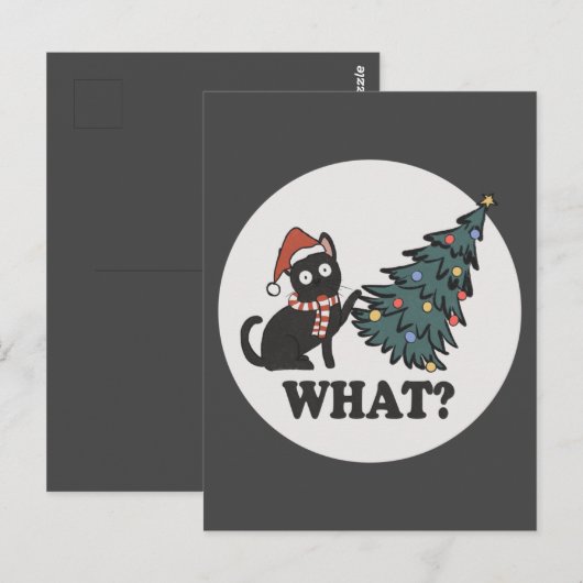 Zwarte kerstboom — Santa Hat Funny What Cute Briefkaart (Voorkant / Achterkant)