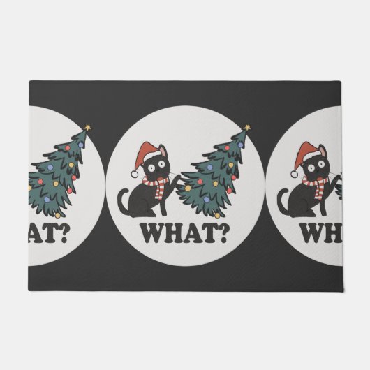Zwarte kerstboom — Santa Hat Funny What Cute Deurmat (Voorkant)