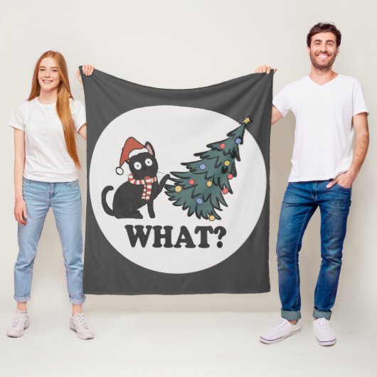 Zwarte kerstboom — Santa Hat Funny What Cute Fleece Deken (In situ)