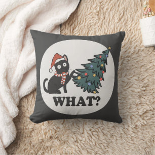 Zwarte kerstboom — Santa Hat Funny What Cute Kussen