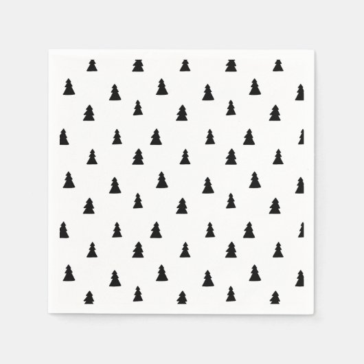 Zwarte kerstboom Scandinavisch patroon Servet (Voorkant)