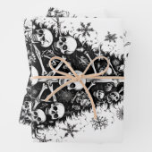 Zwarte kerstboom Schedels en botten 3 kunsten Inpakpapier Vel (In situ)