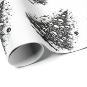 Zwarte kerstboom Schedels en botten Cadeaupapier (Rol Hoek)