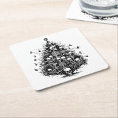 Zwarte kerstboom Schedels en botten Kartonnen Onderzetters (Schuin)