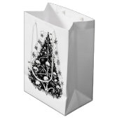 Zwarte kerstboom Schedels en botten Medium Cadeauzakje (Voorkant Gekanteld)