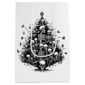 Zwarte kerstboom Schedels en botten Medium Cadeauzakje (Achterkant)