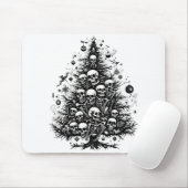 Zwarte kerstboom Schedels en botten Muismat (Met muis)
