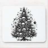 Zwarte kerstboom Schedels en botten Muismat (Voorkant)