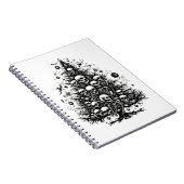 Zwarte kerstboom Schedels en botten Notitieboek (Rechterzijde)