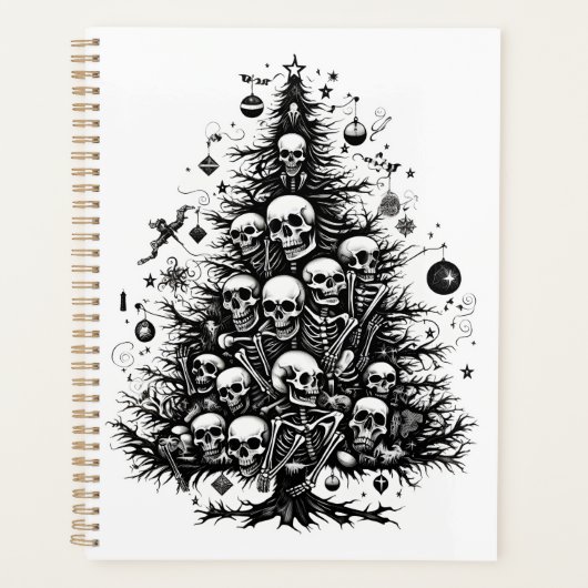 Zwarte kerstboom Schedels en botten Planner (Voorkant)