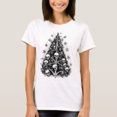 Zwarte kerstboom Schedels en botten T-shirt (Voorkant)