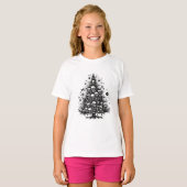 Zwarte kerstboom Schedels en botten T-shirt (Voorkant volledig)