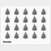 Zwarte kerstboom Schedels en botten Vierkante Sticker (Vel)