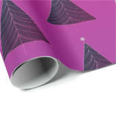 Zwarte kerstboom, snelroze magenta gradiënt cadeaupapier (Rol Hoek)