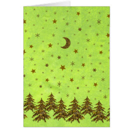 Zwarte kerstboom, sterren op abstract papier