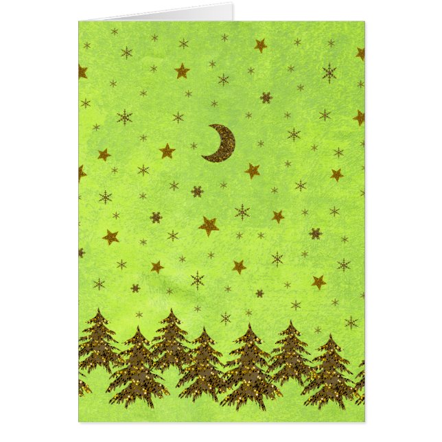 Zwarte kerstboom, sterren op abstract papier (Voorkant)