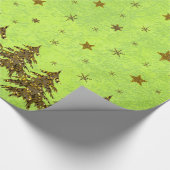 Zwarte kerstboom, sterren op abstract papier (Hoek)