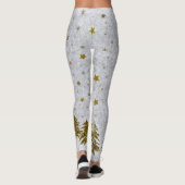 Zwarte kerstboom, sterren op abstract papier leggings (Achterkant)