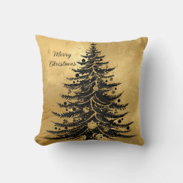 Zwarte Kerstboom van Goud, Luxe Kussen