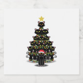 Zwarte kerstboomkatten Kat Kerstmis Sparkling Wijnetiket (Enkel label)